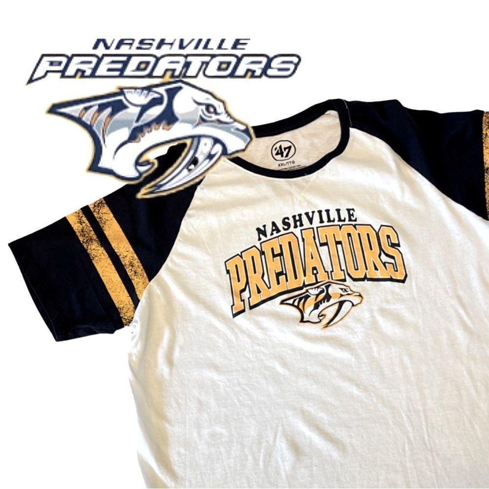 Nashville Predators White Women's Fly Out Raglan T-Shirt by '47 • XXL
